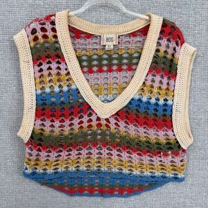 Y2K‎ BDG Crocheted Rainbow Striped V Neck Sleeveless Vest Top Small Boho Beach